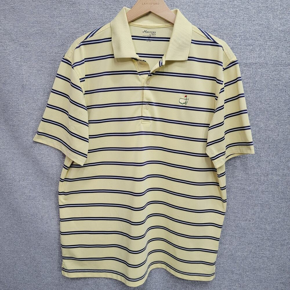 MASTERS TECH GOLF STRIPED POLO SHIRT, SIZE L
